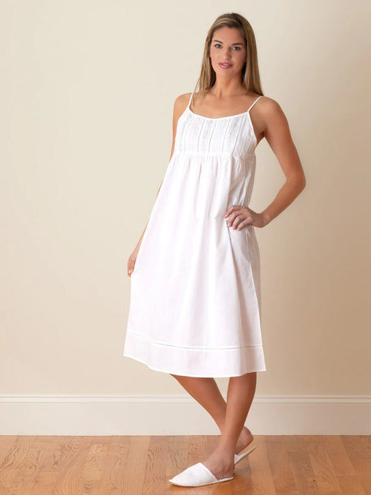 Jacaranda Living - Elaine White Embroidered Cotton Nightgown