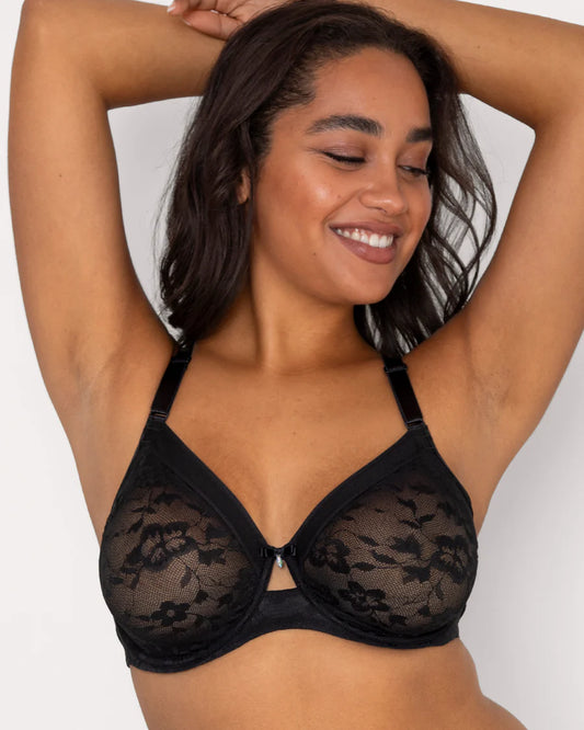 Curvy Couture No-Show Lace Unlined Underwire Bra 1362B