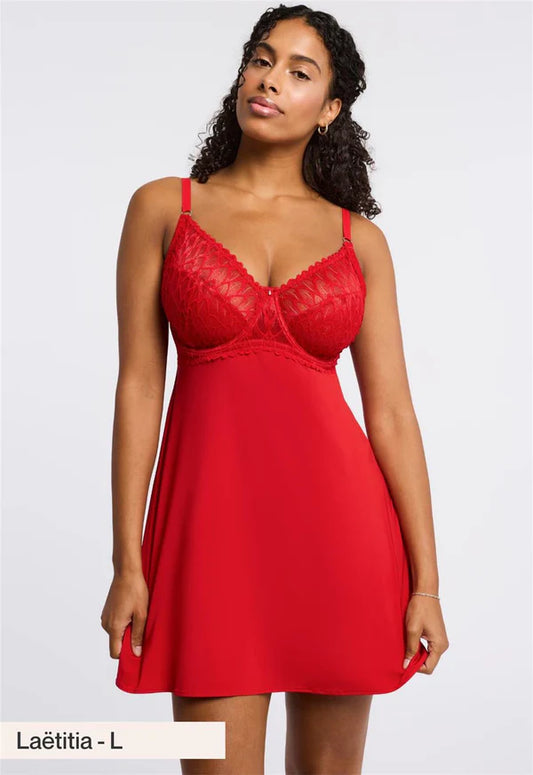 Laced Babydoll Chemose Set with Panties & Full Bust Support 9306