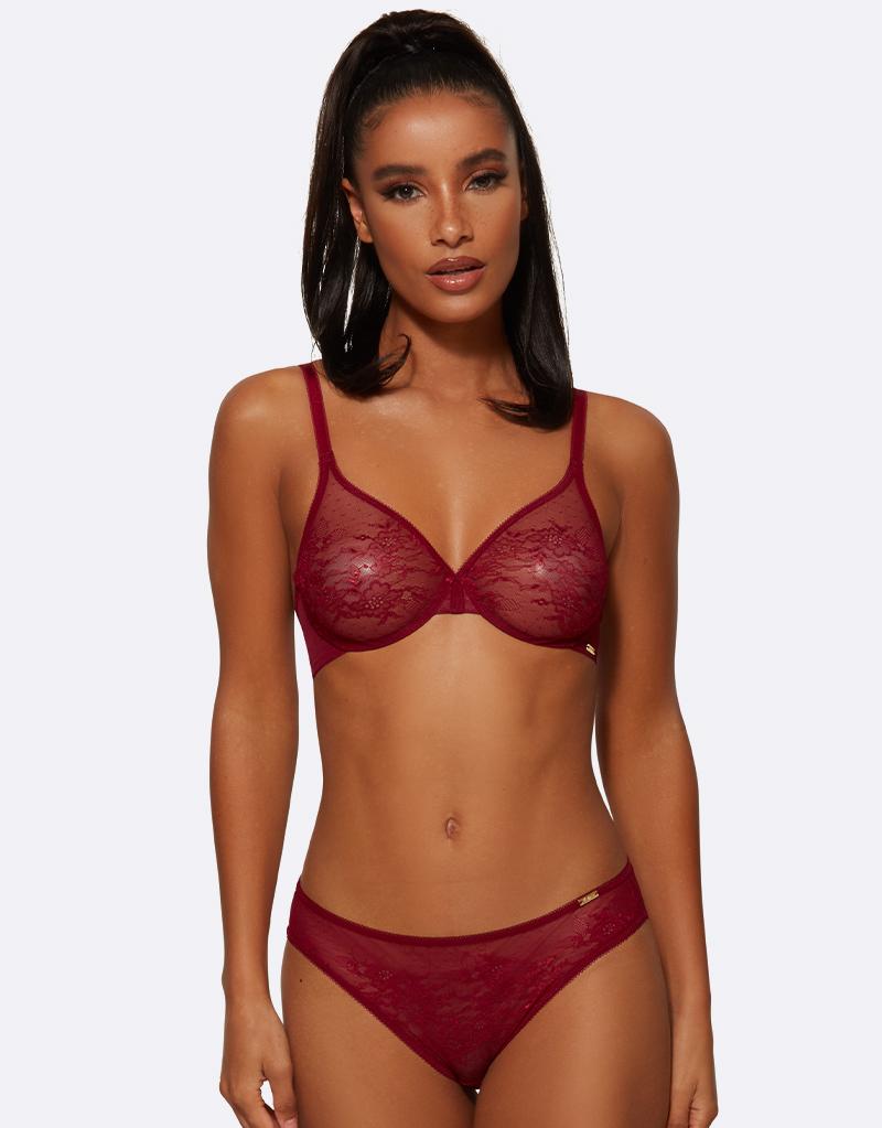 Gossard - Glossies Lace Panty Bordeaux Red Thong & Brief - Bambolina’s Boutique