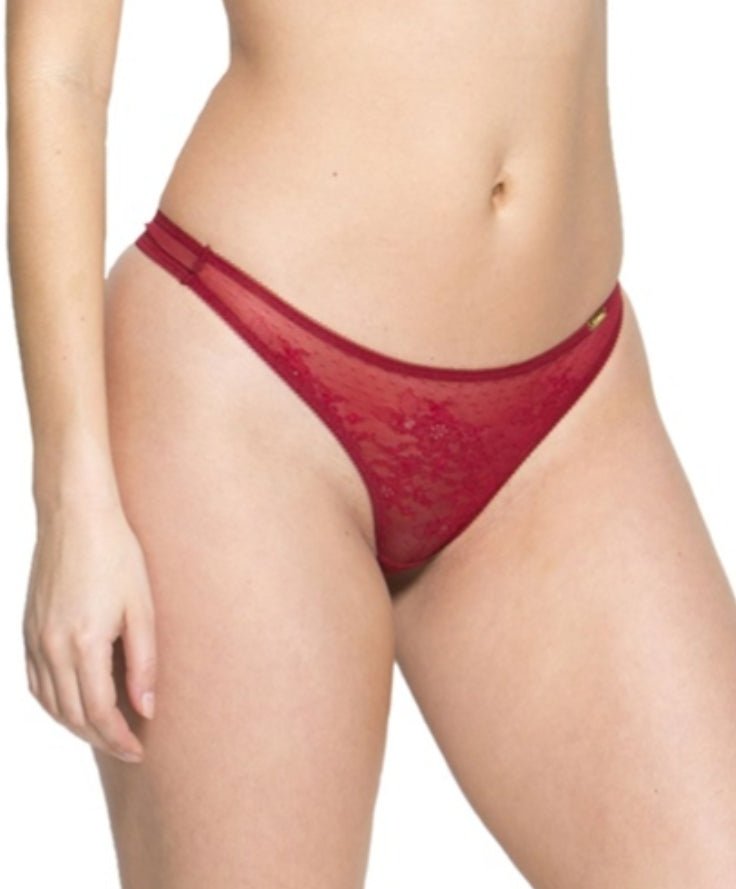 Gossard - Glossies Lace Panty Bordeaux Red Thong & Brief - Bambolina’s Boutique